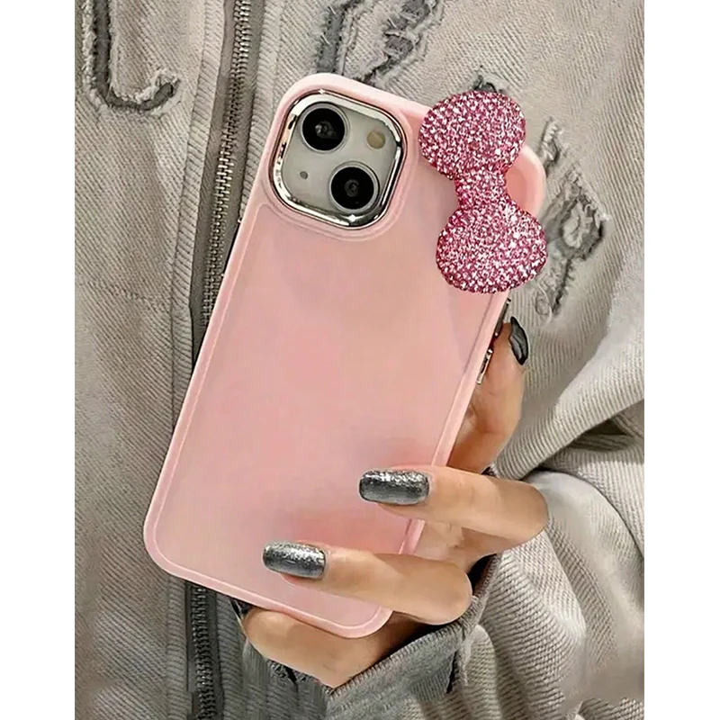 Funda de teléfono de silicona con diseño de lazo de diamantes de imitación de lujo para iPhone 16 11 12 13 14 15 Pro Max X XS XR 7 8 Plus cubierta suave a prueba de golpes - imagen 4