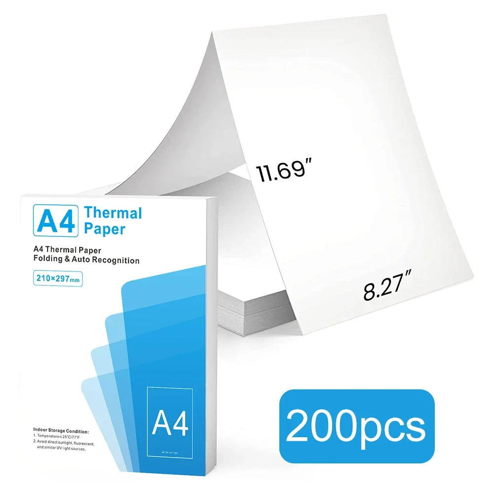 100/200 hojas A4 papel térmico plegable papel de impresión continua papel de impresión térmica de reconocimiento automático