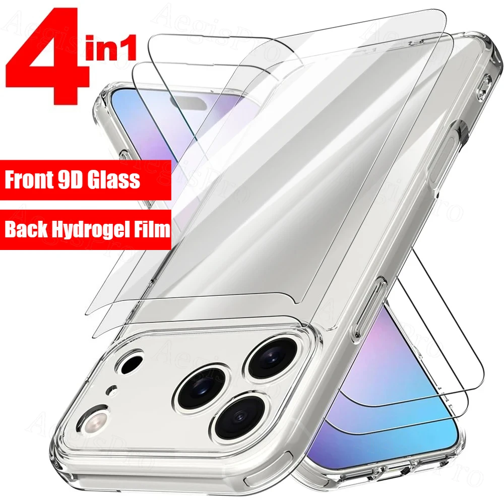 Protectores de pantalla de vidrio templado de cubierta completa antiarañazos frontal + trasera para IPhone 17 Air 17 Pro 17ProMax HD película transparente para IPhone17