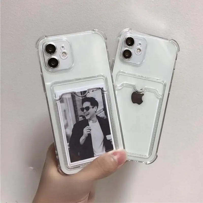 Funda de teléfono con tarjetero para Iphone 15 Pro Max 11 12 13 14 Pro Max 6 6S 7 8 Plus XR XS Max 14Pro, funda trasera transparente de TPU a prueba de golpes - imagen 2