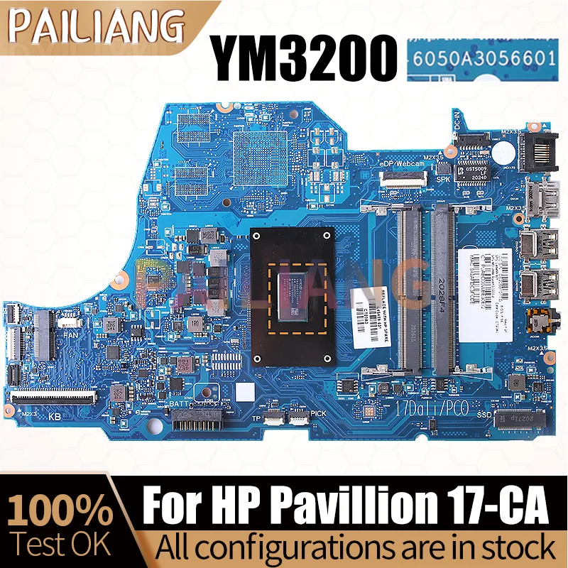 Para placa base de portátil HP Pavillion 17-CA 6050A 3056601   Placa base para computadora portátil L46459-601 YM3200 completamente probada - imagen 3