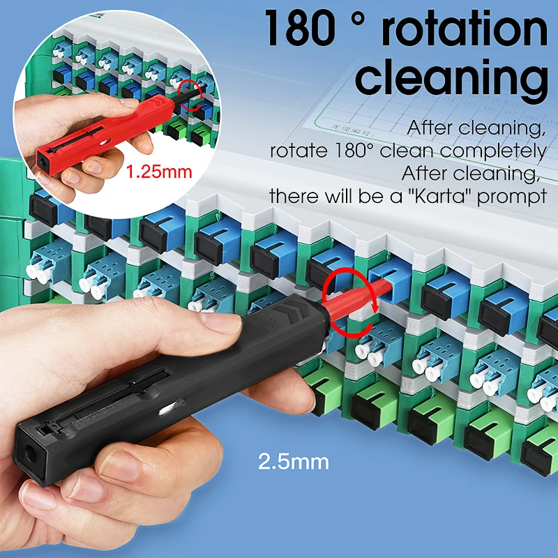 Bolígrafo de limpieza facial de fibra óptica SC FC ST E2000 (2,5mm)/LC MU (1,25mm) (opcional), Herramientas de limpieza de conectores de fibra óptica con un clic - imagen 3