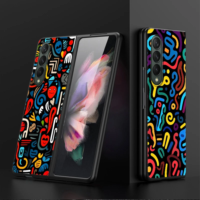 Funda trasera de teléfono con grafiti de líneas coloridas para Samsung Galaxy ZFold5 Z Fold 7 6 5 4 3 ZFold4 ZFold7 ZFold3 ZFold6 - imagen 5