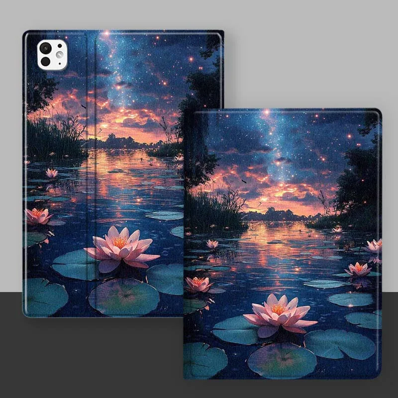 Starlight Lotus Pond para iPad Pro Mini 1 2 3 4 5 6 7 7ta generación 12,9 10,5 13 11 7,9 8,3 M4 pulgadas funda para tableta - imagen 3