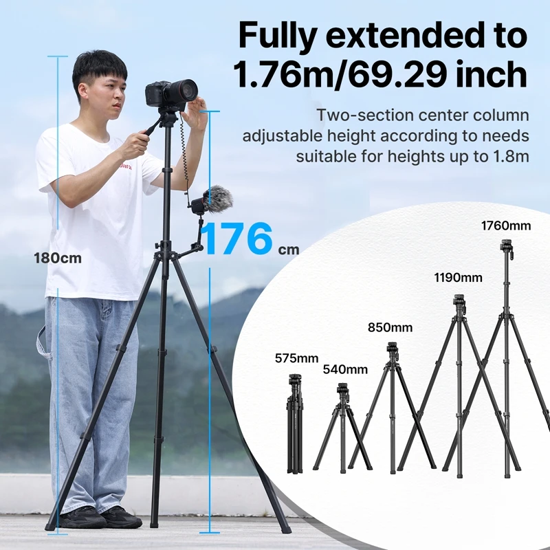 Trípode Horizontal Ulanzi MT-65 de 1,76 M con Control remoto de 30 M, cámara DSLR, teléfono, trípode de vídeo, brazo extendido para disparar en vivo - imagen 3