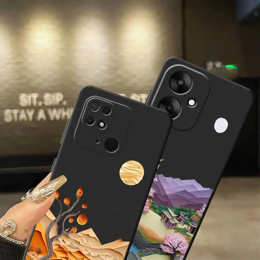 Funda de teléfono suave negra con suspensión de cielo de verano para Xiaomi Redmi A3 12C K40 K80 Pro 10 14C A1 A2 Plus A5 13C 9 A4 - imagen 3