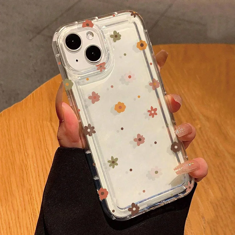 Funda de teléfono transparente a prueba de golpes con patrón Floral para iPhone 11 12 13 14 15 16 17 Air Pro Max XR XS X 7 8 Plus SE2 funda suave - imagen 2
