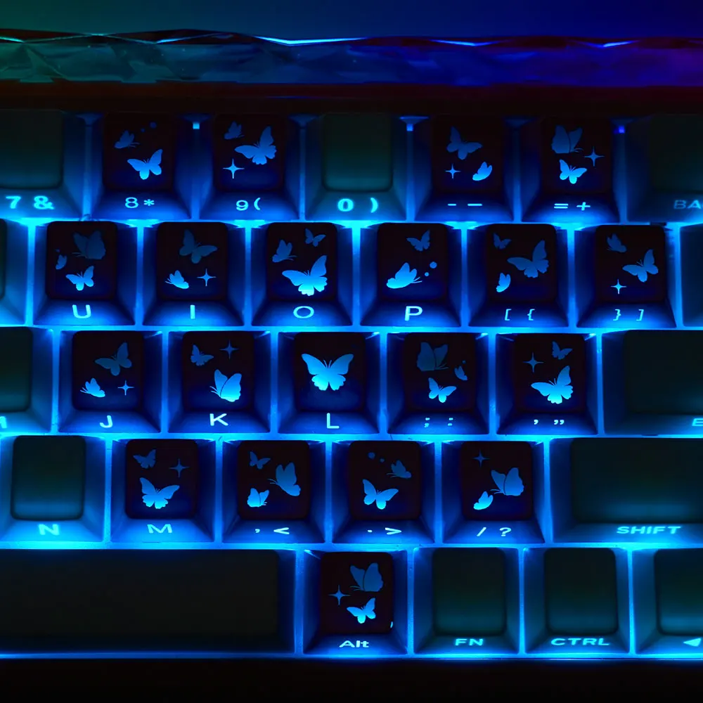 Teclas Translúcidas en Forma de Corazón, Color Rosa, 21 Teclas, Impresión Lateral, Acabado Satinado con Brillo Suave, Perfil Cherry, para DIY - imagen 4