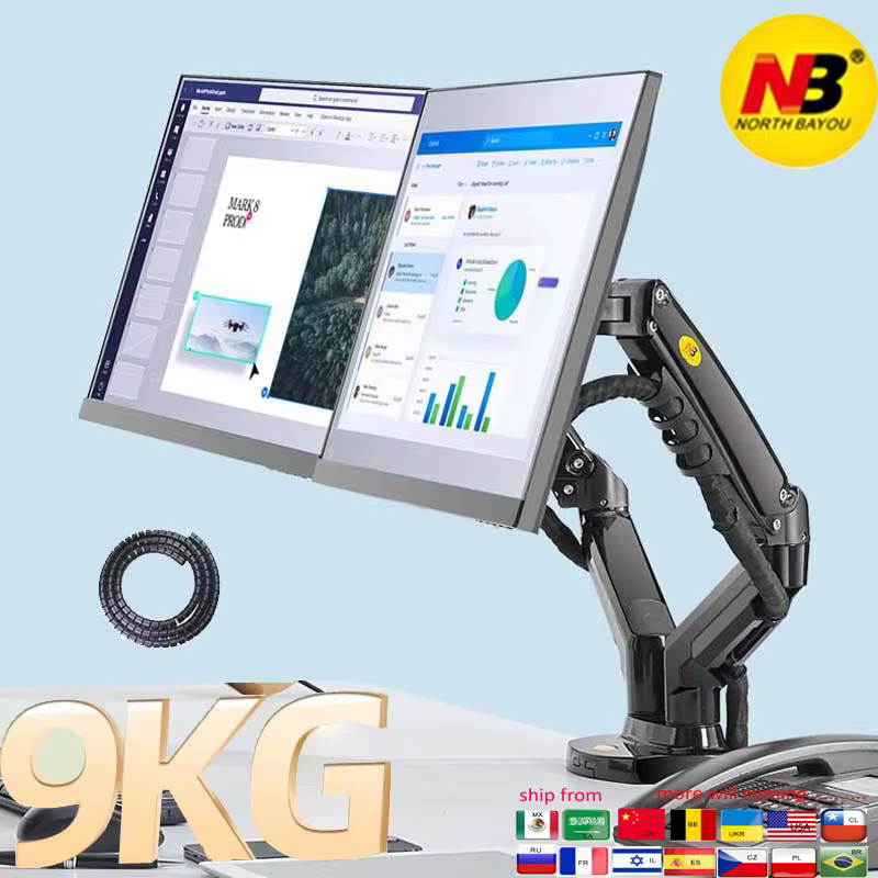 North Bayou F160 Soporte Monitor Doble 17-27 Pulgadas Resorte de Gas