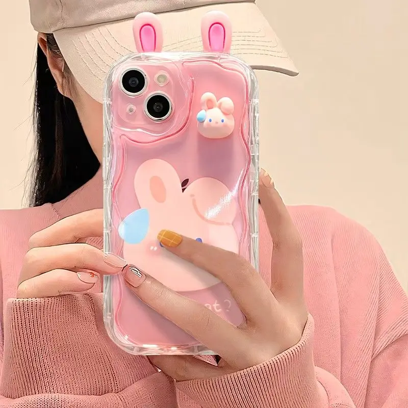 Funda 3D oso conejo para Samsung Galaxy A34 A33 A32 A31 A30 A20 A24 4G A23 A22 A21S A20S A14 A13 5G A12 A10S A04E A03 M14 - imagen 3