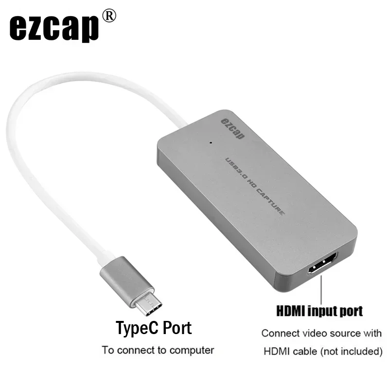 Tarjeta de captura de Audio y vídeo tipo C USB 3,0, caja de grabación HDMI para juegos, 1080P, 60fps, para cámara PS4, PS5, portátil, PC, transmisión en vivo - imagen 4