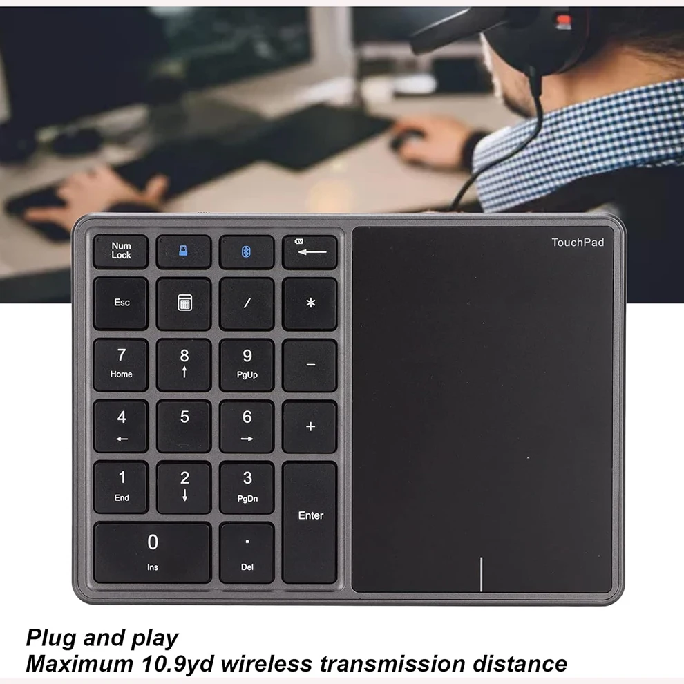 Teclado numérico JOMAA, 2 en 1, 22 teclas, panel táctil 2,4G, Bluetooth 4,2, teclado numérico, carga tipo C, teclado de contabilidad financiera de 500mAh - imagen 2