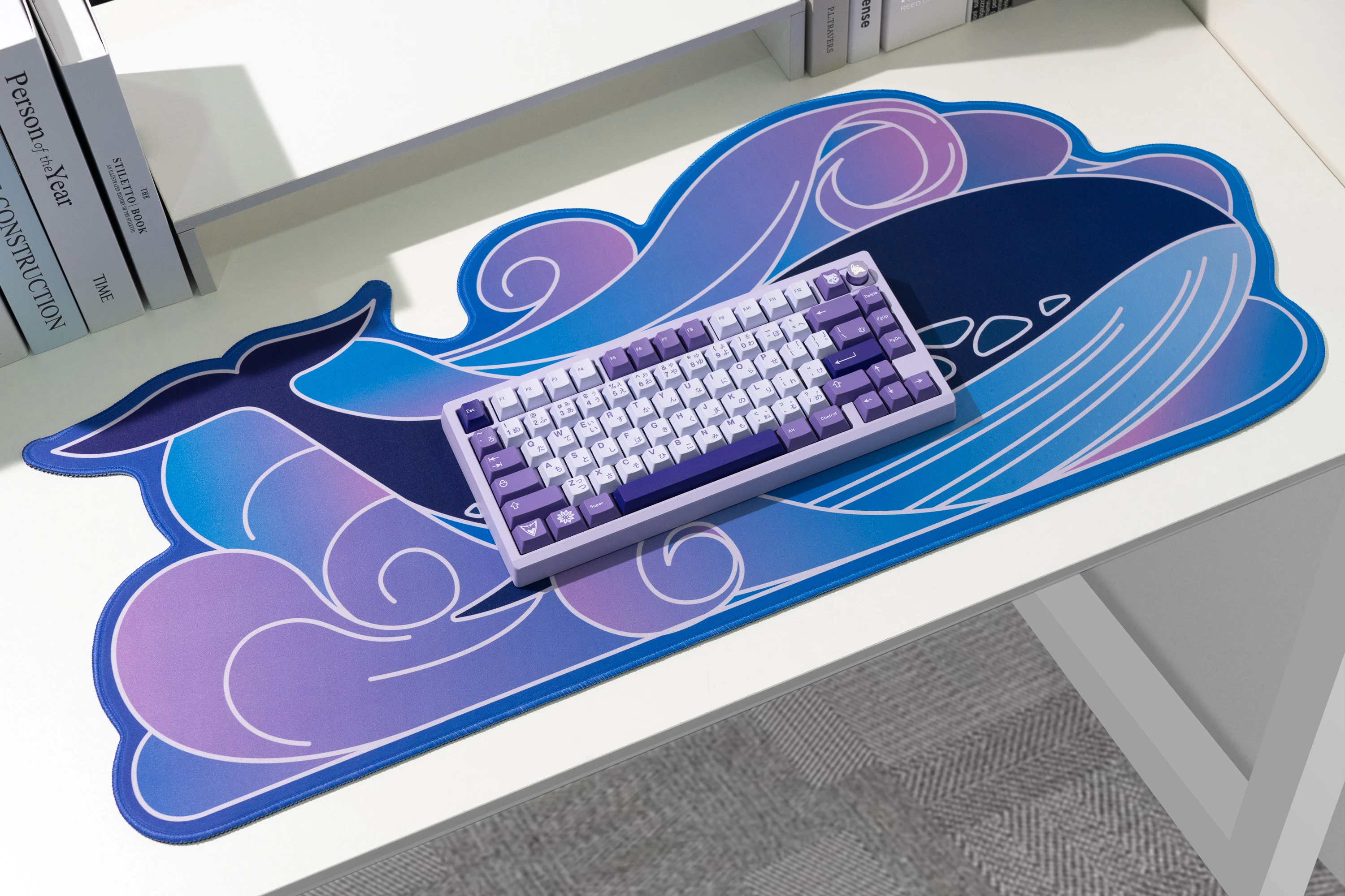 Alfombrilla de ratón de ballena púrpura ND75, alfombrilla de escritorio grande extendida para teclado y ratón, alfombrilla de ratón para juegos XXL impermeable con Base de goma antideslizante - imagen 2