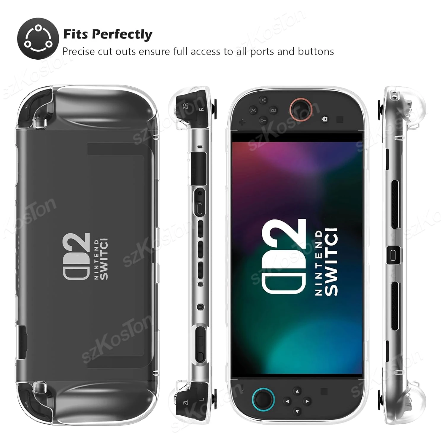 Cubierta transparente delgada de TPU para Switch 2, funda protectora antiarañazos, absorción de golpes, diseño de agarre ergonómico para accesorios Switch2 - imagen 5