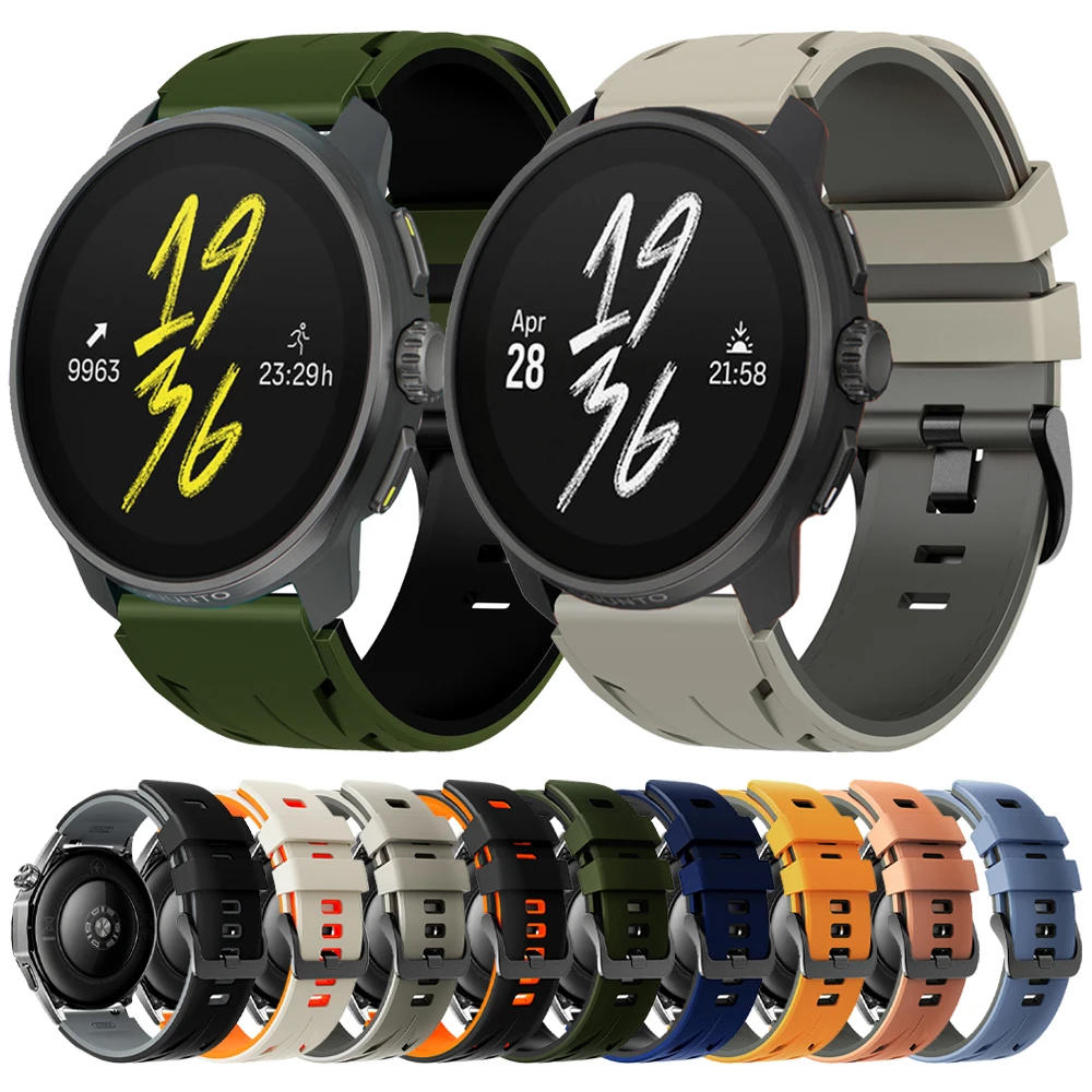 Correa de silicona de 22mm para SUUNTO RACE S/RUN, Correa para SUUNTO Ocean/VERTICAL/5 PEAK/9 PEAK PRO DLC, Correa de reloj deportivo suave