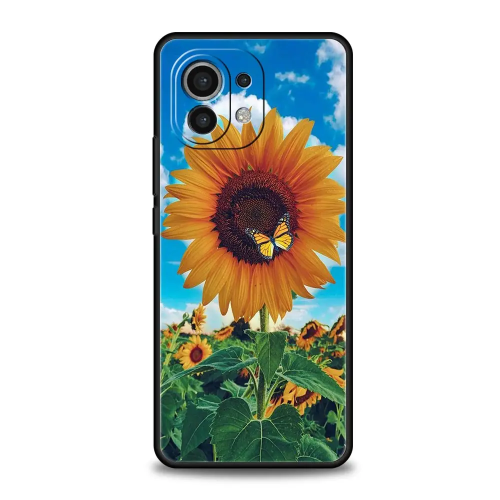Funda de teléfono para Xiaomi Mi 14, 13, 12, 11 Lite, 13T, 12T, 11x, 11T, 10T Pro, 9T, Note 10 Lite, de silicona suave funda negra, flor 12 - imagen 2