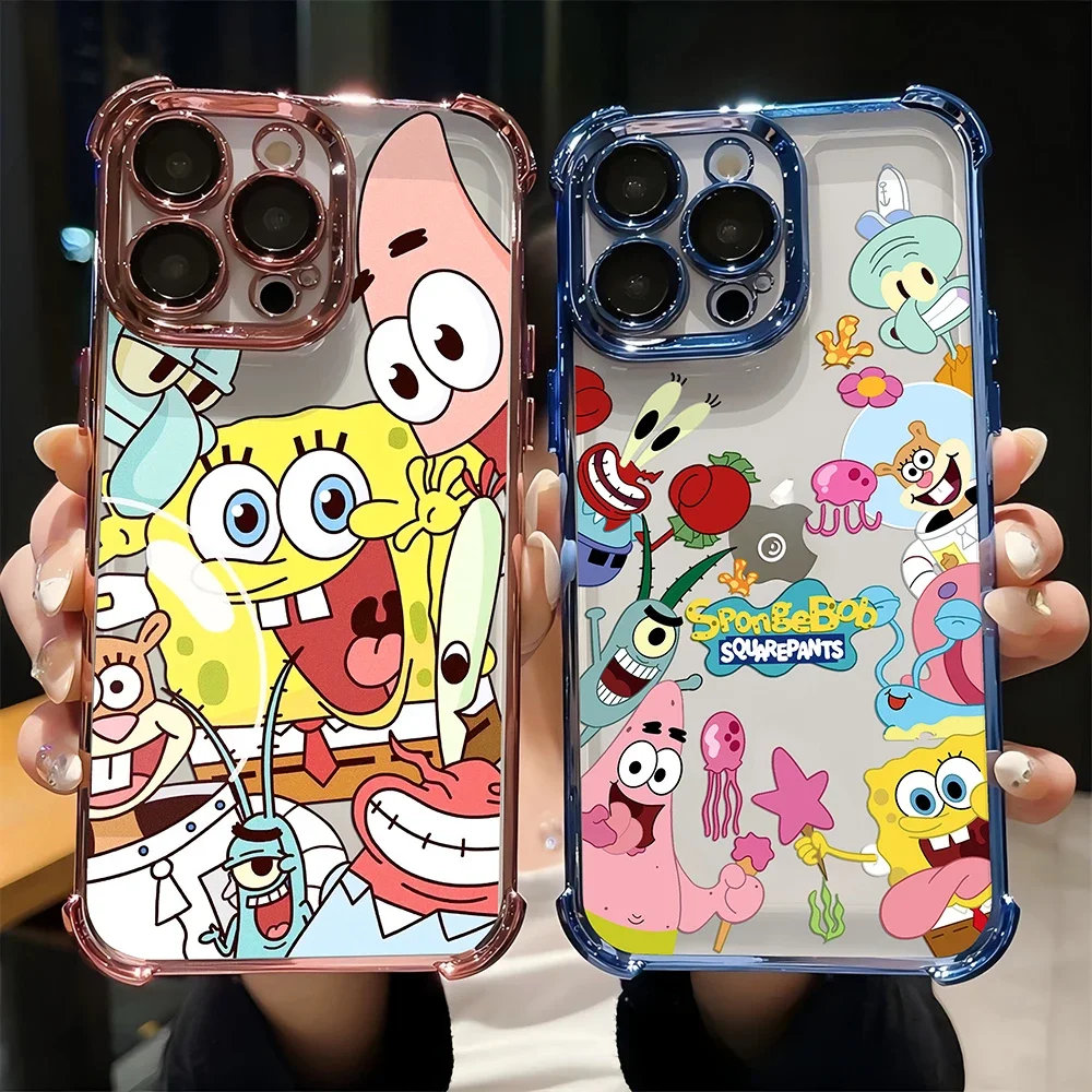 Funda divertida con revestimiento de S-SpongeBobs para Samsung S24 S23 S22 S21 S20 FE Note20 Plus Ultra Lite 5G, funda protectora anticaída a prueba de golpes - imagen 2