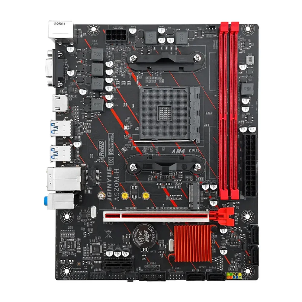 Kit de placa base JGINYUE A520M AM4 Ryzen con procesador DDR4 3200MHz compatible con M.2 NVME RAM DDR4 de doble canal WIN11 - imagen 2