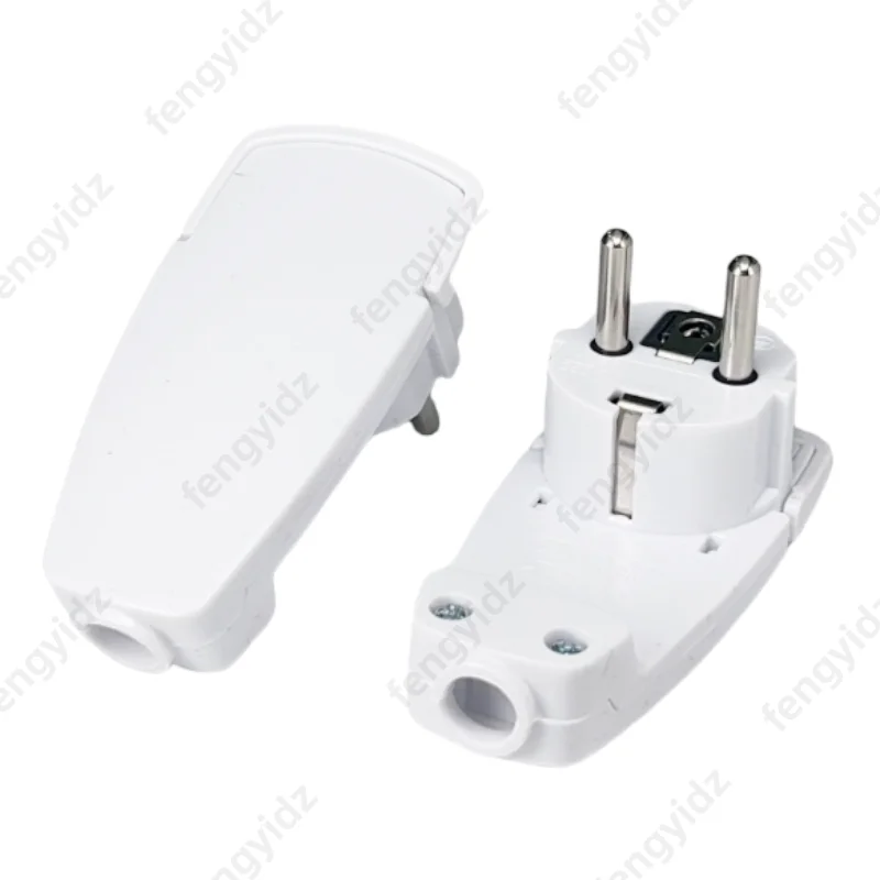 Adaptador de enchufe Schuko UE de 4 Uds., enchufe de ángulo plano con mango plegable, enchufe eléctrico recargable de repuesto para enchufe de alimentación europea - imagen 3