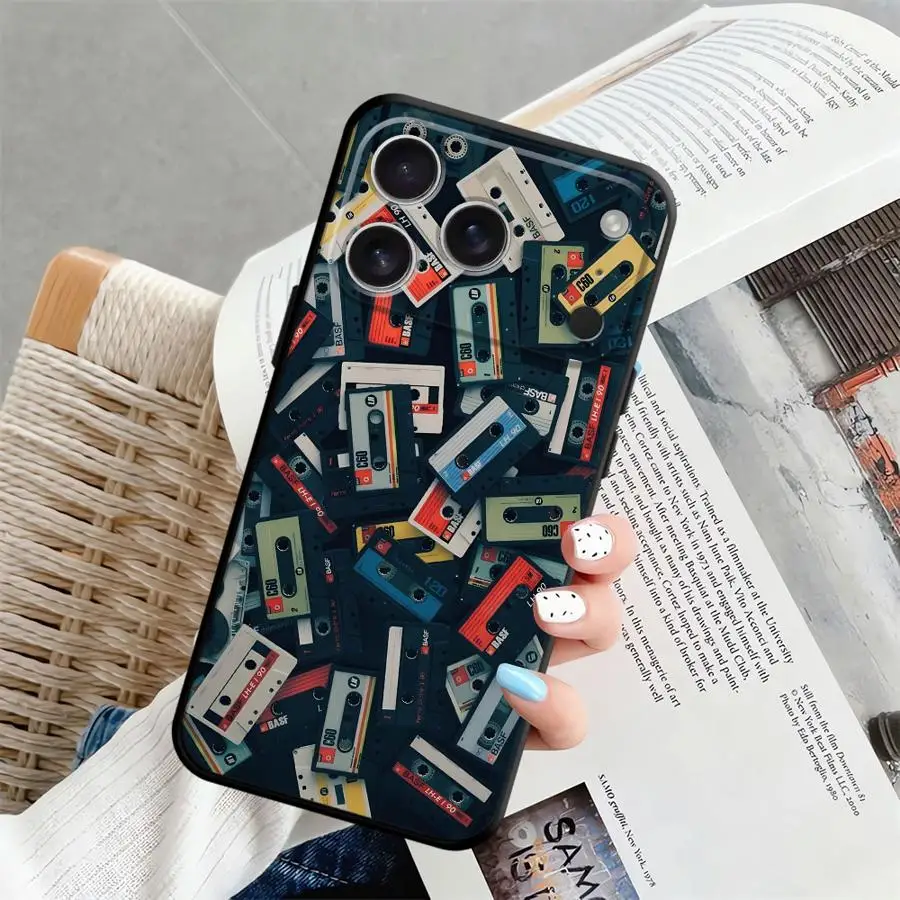 Funda para iPhone 15 16 14 Plus 13 12 11 17 Pro Max 17Air XS Max 7 8 XR Funda de teléfono suave negra Patrón de cinta de la suerte - imagen 4