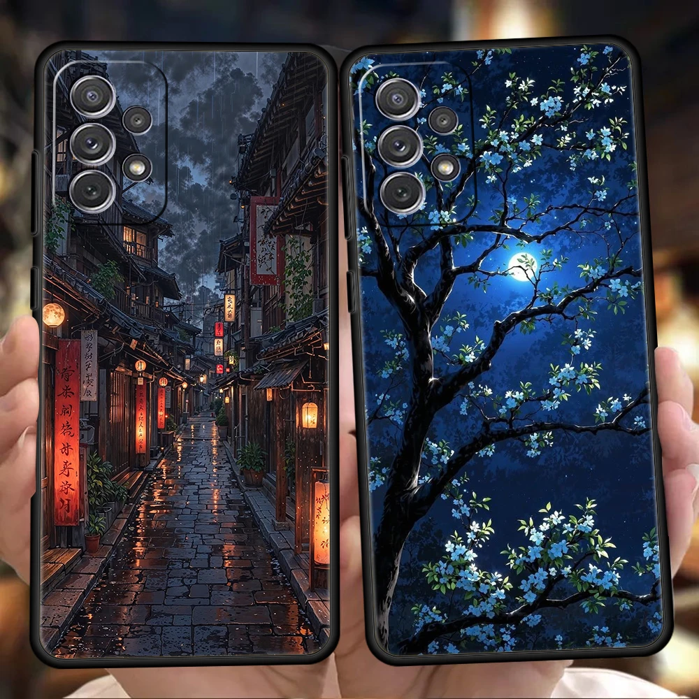 Funda para Samsung A15 A13 A35 A55 A51 A71 A41 A31 A21S A03S A05 A17 A23 A25 A33 A53 A73 5G A07 4G, arte de moda, brillo de puesta de sol