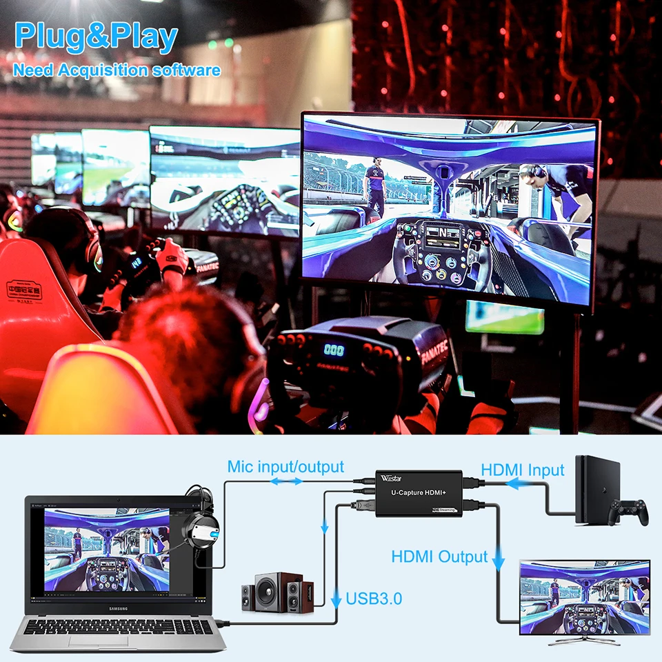 Capturadora HDMI 4K USB 3.0 Grabación 1080P 60fps PS4 PS5 - imagen 3