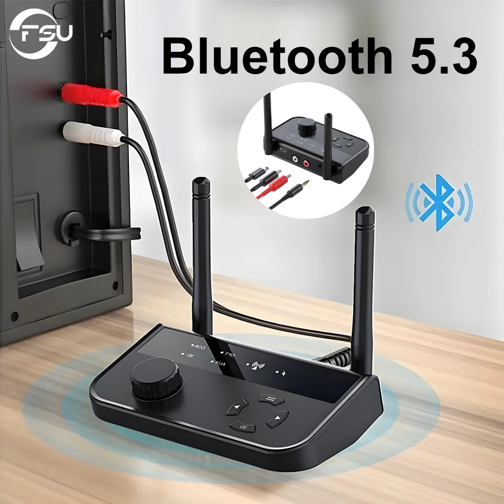 Receptor y transmisor de Audio Bluetooth 5,3, adaptador de música inalámbrico, par de 2 dispositivos BT 5,0, conector Aux RCA de 3,5mm para TV, coche, PC y auriculares