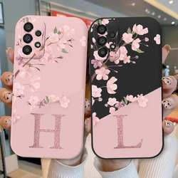 Funda TPU para Samsung Galaxy A33 5G, negra con flores y letras