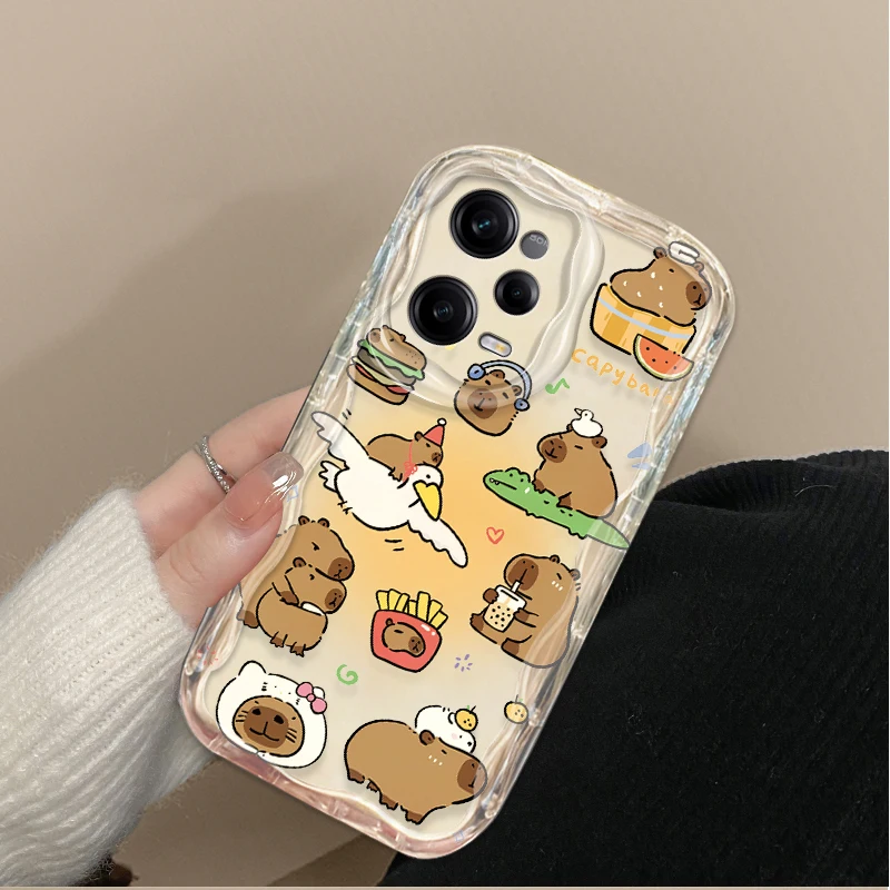 Preciosa funda ondulada de capibara de dibujos animados para Xiaomi Redmi Note 13 12 Pro Plus 4G 5G 12S 11S 1110 10S 9 9S Redmi 14C 13C 12C A3 - imagen 3