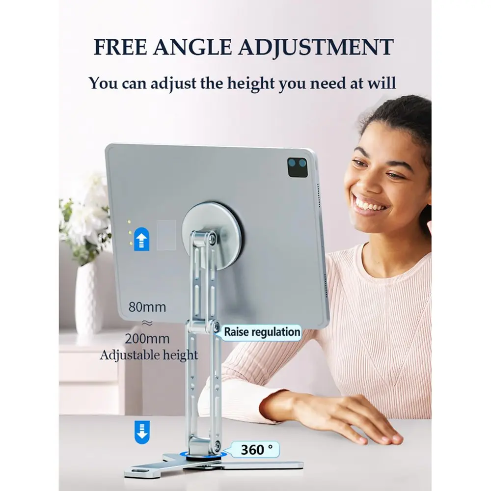 Trípode magnético 2 en 1 para iPad, soporte para teléfono, tableta, iPad, portátil y de escritorio, Flexible 360 ° Palo de selfie de viaje con rotación - imagen 5