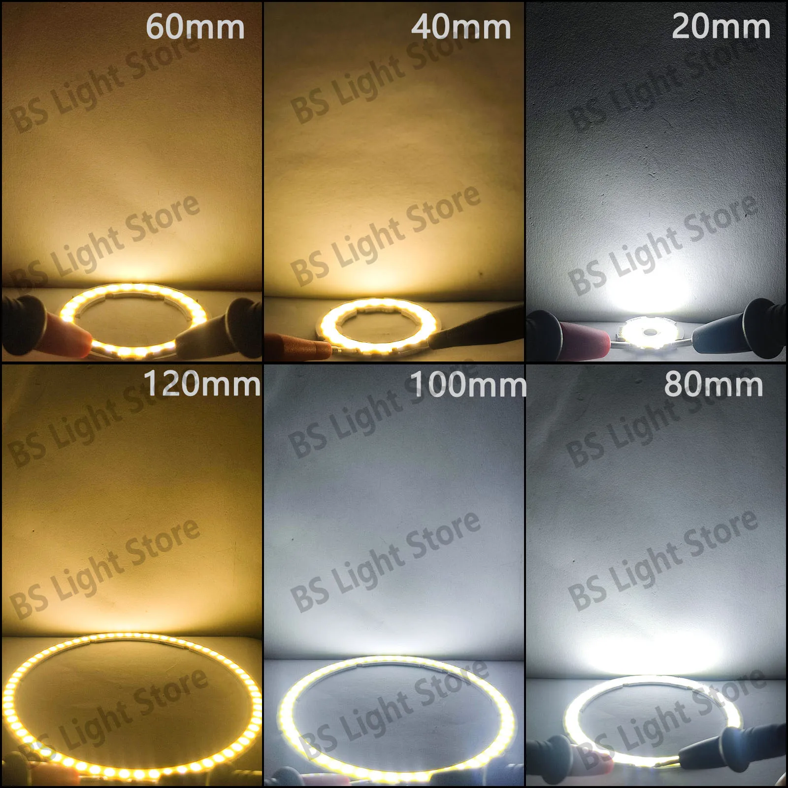 Fuente de luz LED COB de ojo de Ángel de 2W-12W, 12VDC, 20mm-120mm, fuente de luz Circular blanca fría y cálida, accesorios adecuados para bombilla DIY - imagen 3