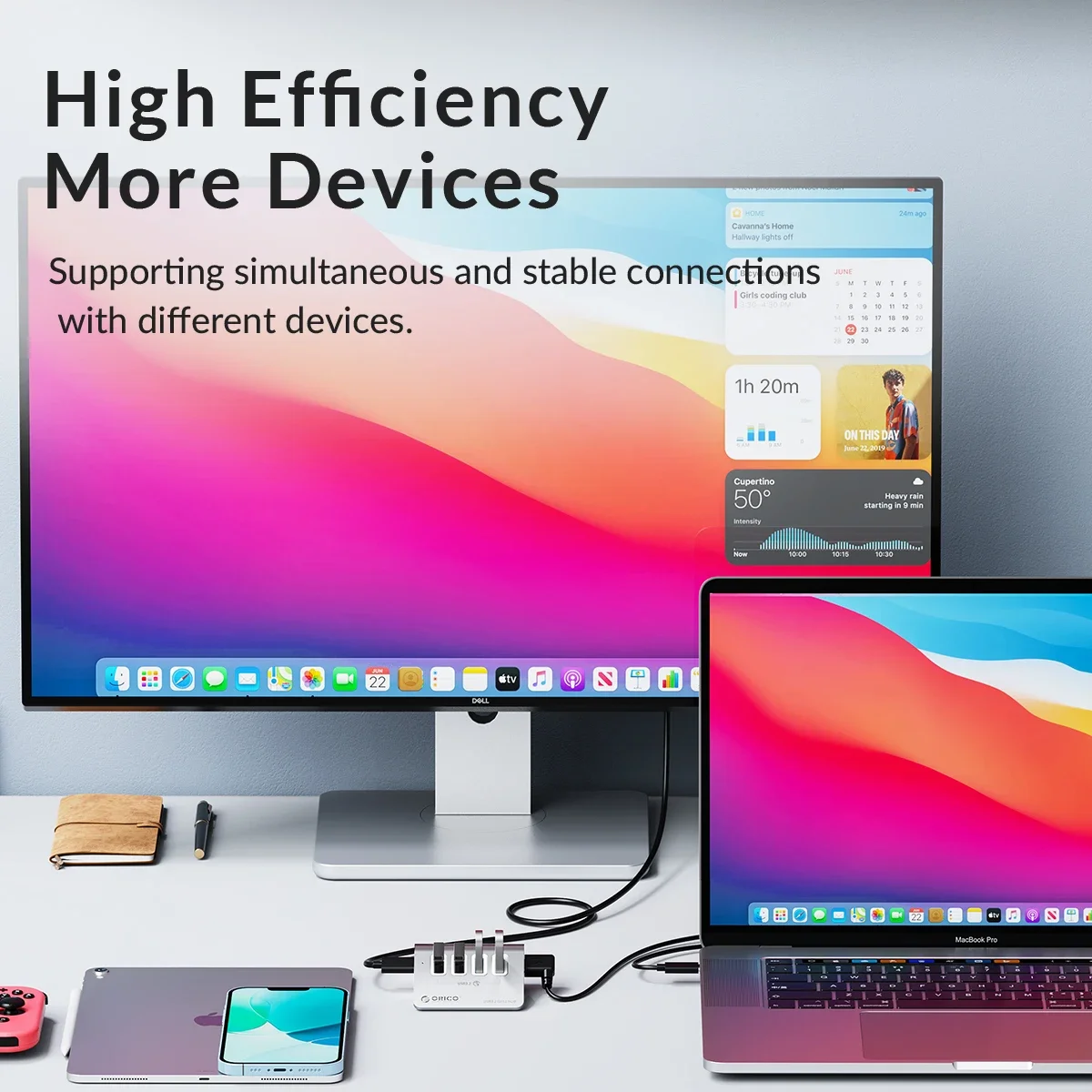 ORICO USB3.2 10 Gbps Super velocidad aleación de aluminio HUB TypeC OTG divisor para MacBook Windows/Mac OS/Linux PC accesorios de computadora - imagen 4