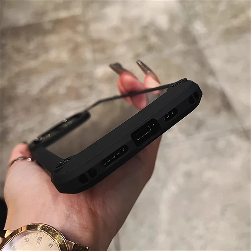 Funda de teléfono transparente con armadura a prueba de golpes para iphone 11, 12, 13, 14, 15 Pro Max, 14 15Plus, cubierta dura de parachoques con botón de Metal acrílico transparente - imagen 5