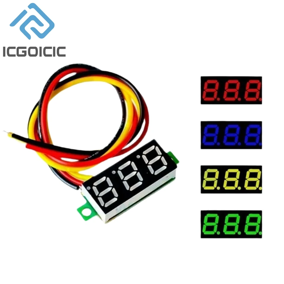 Mini voltímetro Digital de 0,28 pulgadas, 2,5 V-40V, medidor de voltaje, pantalla LED roja/azul/amarilla/verde, accesorios de piezas electrónicas