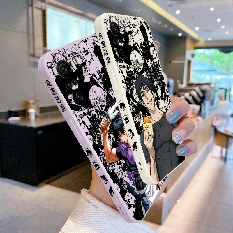 Funda de teléfono de Anime Jujutsu Kaisen Toji para Xiaomi Redmi Note 13, 12, 12Pro, 11, 11S, 11T, 10S, 10 Pro Plus, 5G, cuerda líquida izquierda - imagen 3
