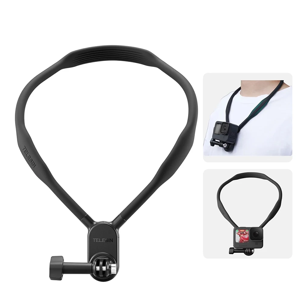 TELESIN SE soporte de cuello para GoPro Hero13 12 11 10 9 8 7 6 DJI OSMO Action 5 Pro 4 3 Insta360 X5 X4 DJI accesorios de Cámara de Acción