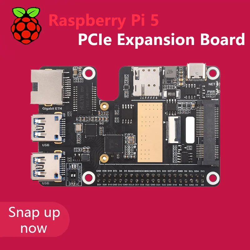 Raspberry Pi 5 Generación PCIe a Mini PCIe 4G Placa de expansión con puerto Ethernet Gigabit RJ45 - imagen 2