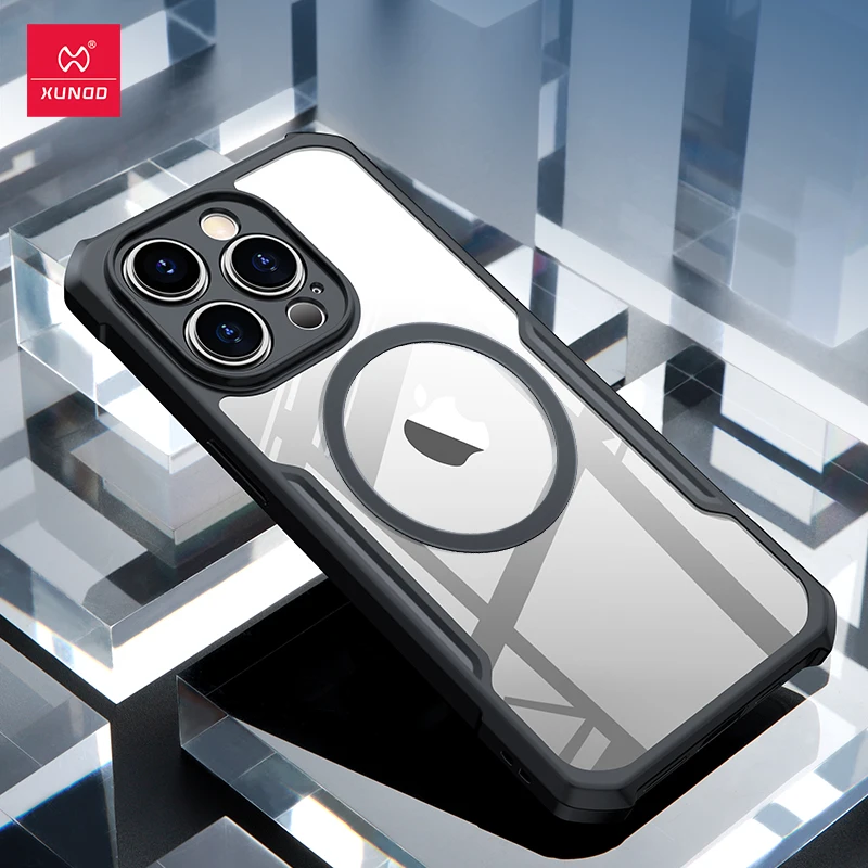 Funda magnética de carga inalámbrica para iPhone 14 Pro Max, carcasa trasera transparente a prueba de golpes para iPhone 13 Pro Max, Xundd