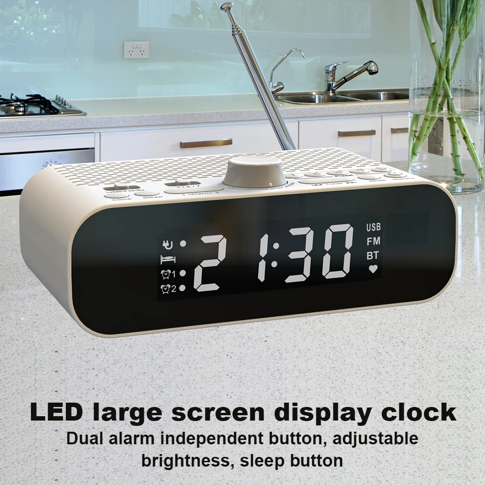 Radio despertador digital Radio digital recargable con temporizador de apagado automático Radio de reloj para dormitorio - imagen 3