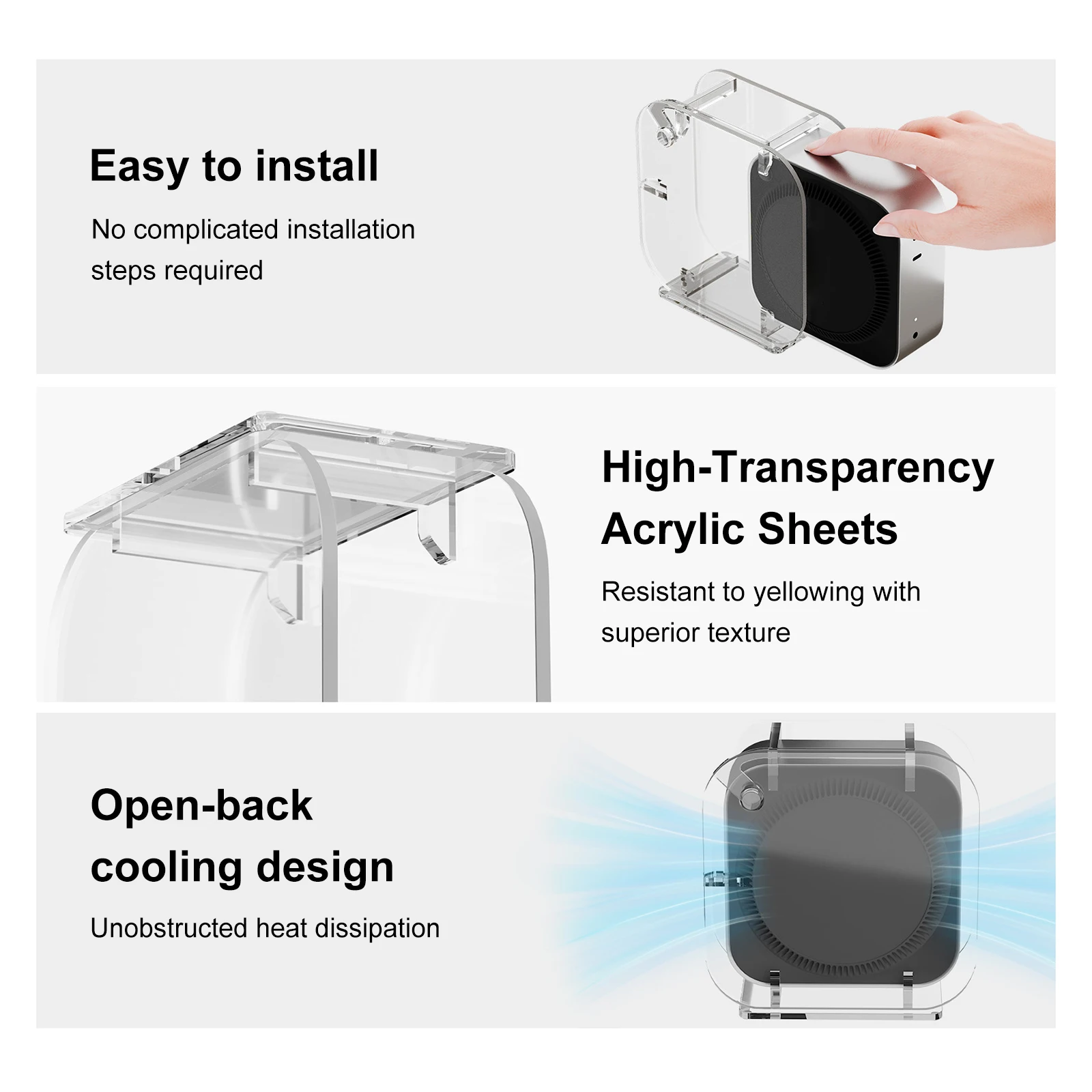 Soporte de caja acrílica para Mac Mini M4 2024, soporte protector de almacenamiento de escritorio, soporte Vertical transparente para caja de escritorio, accesorios para PC - imagen 5