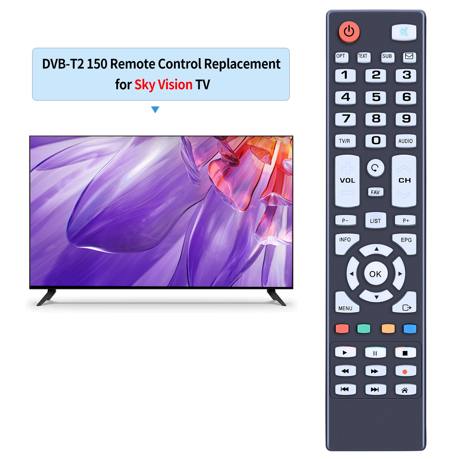 Nuevo Control remoto para Sky Vision DVB-T2 150 T-HD antena receptor Freenet TV - imagen 2