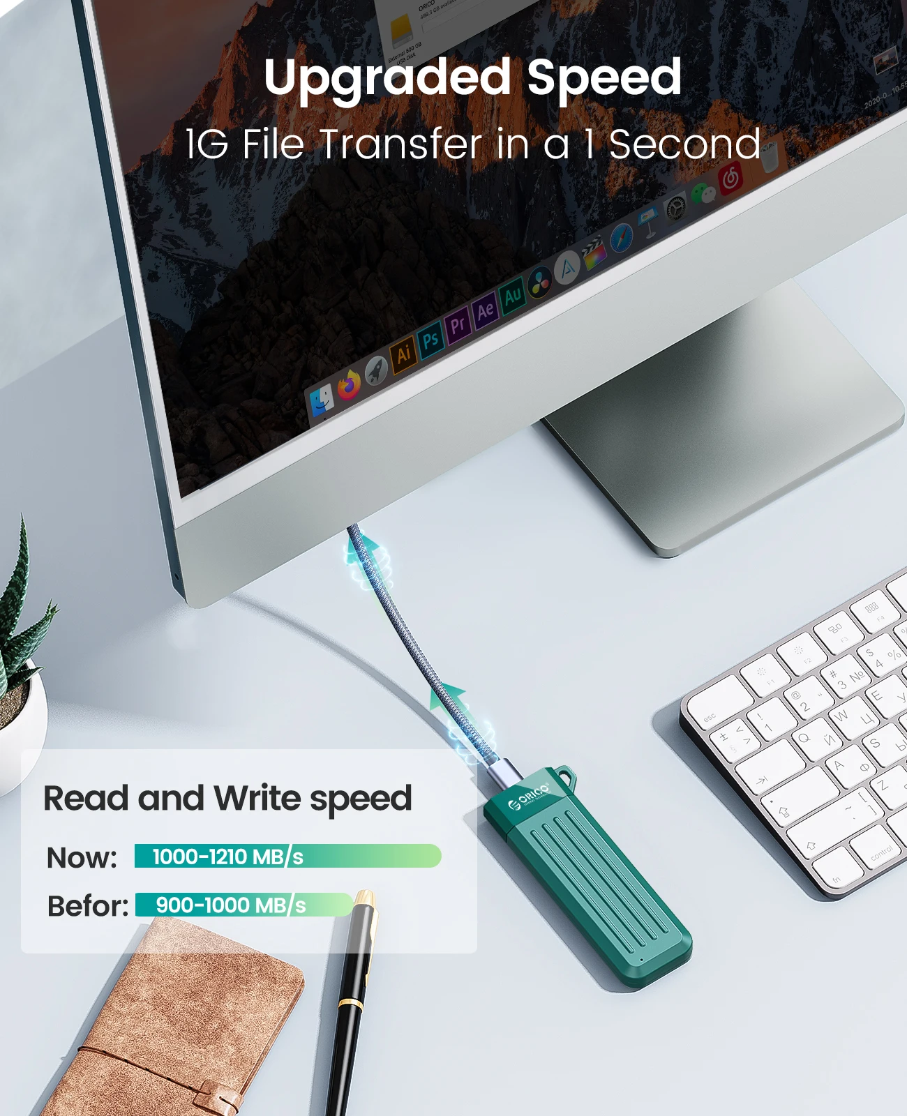 ORICO M2 SSD Case NVMe USB tipo C Gen2 10Gbps PCIe SSD caja M.2 NVMe M.2 SATA NGFF 6Gbps caja de unidad de estado sólido - imagen 4