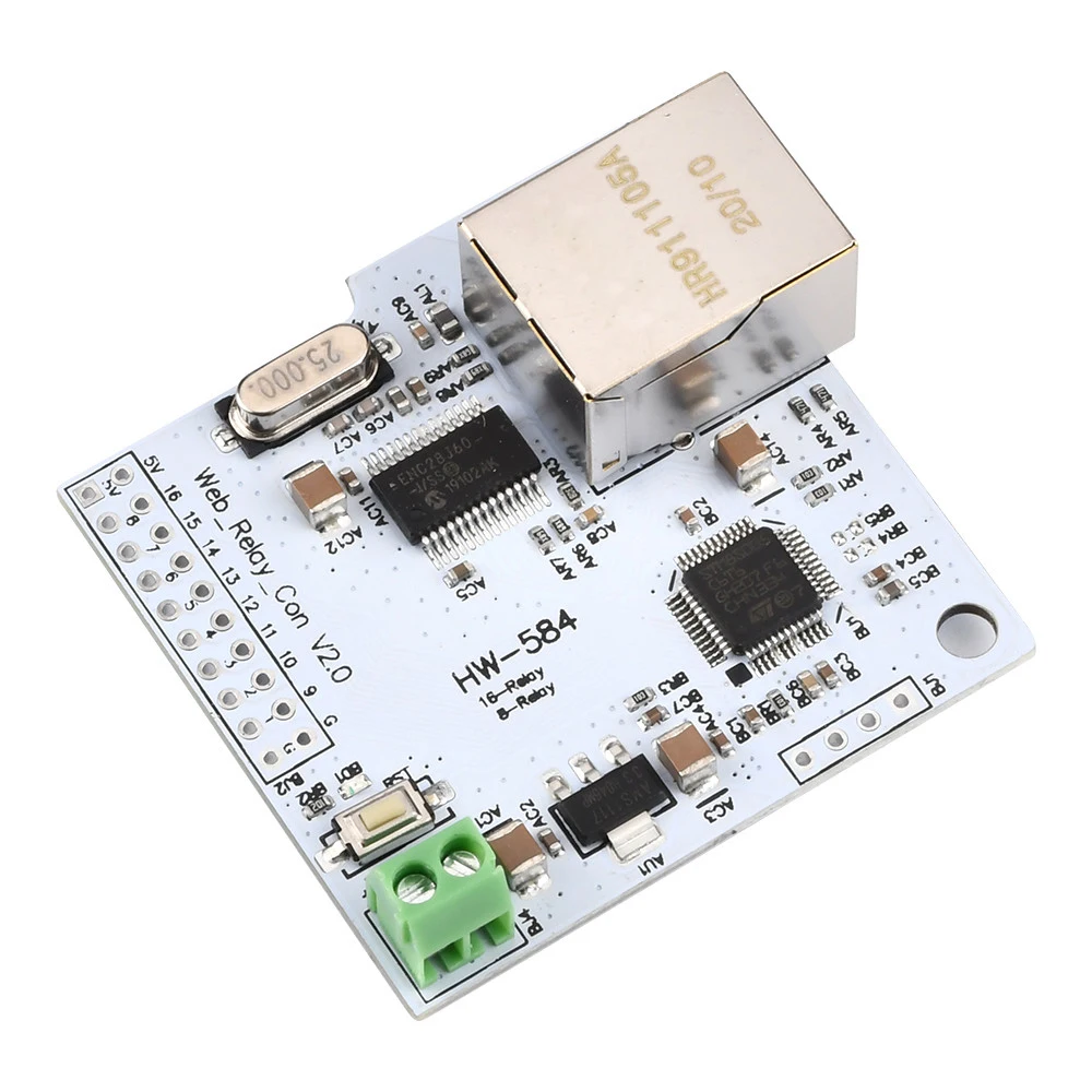 Interruptor de Control de relé Web de Red, módulo de relé de Control de enrutador WIFI P2P, 16 canales, ENC28J60, 28J60, W5100, RJ45, gestión de Internet - imagen 2