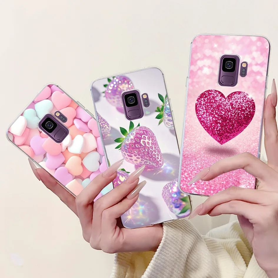 Para Samsung Galaxy S9 + S9 Plus funda SM-G965F lindo amor corazón fresa funda de silicona suave en Samsung S9 S 9 SM-G960F TPU Coque
