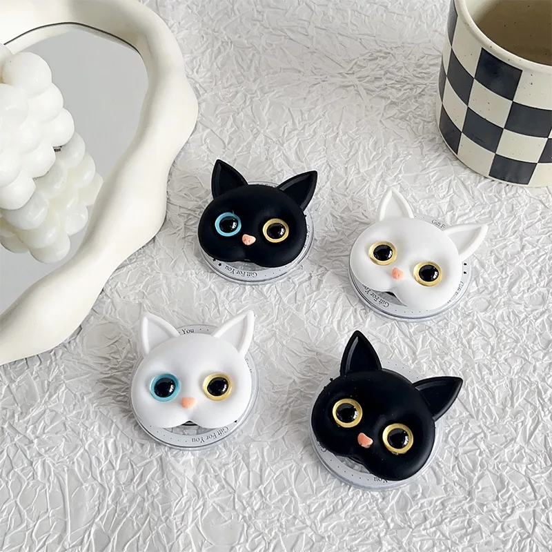 Soporte magnético de agarre para teléfono con diseño de cabeza de gato, soporte de bolsillo para Magsafe IPhone 16 Mac, anillo seguro, soporte expansible para dedo