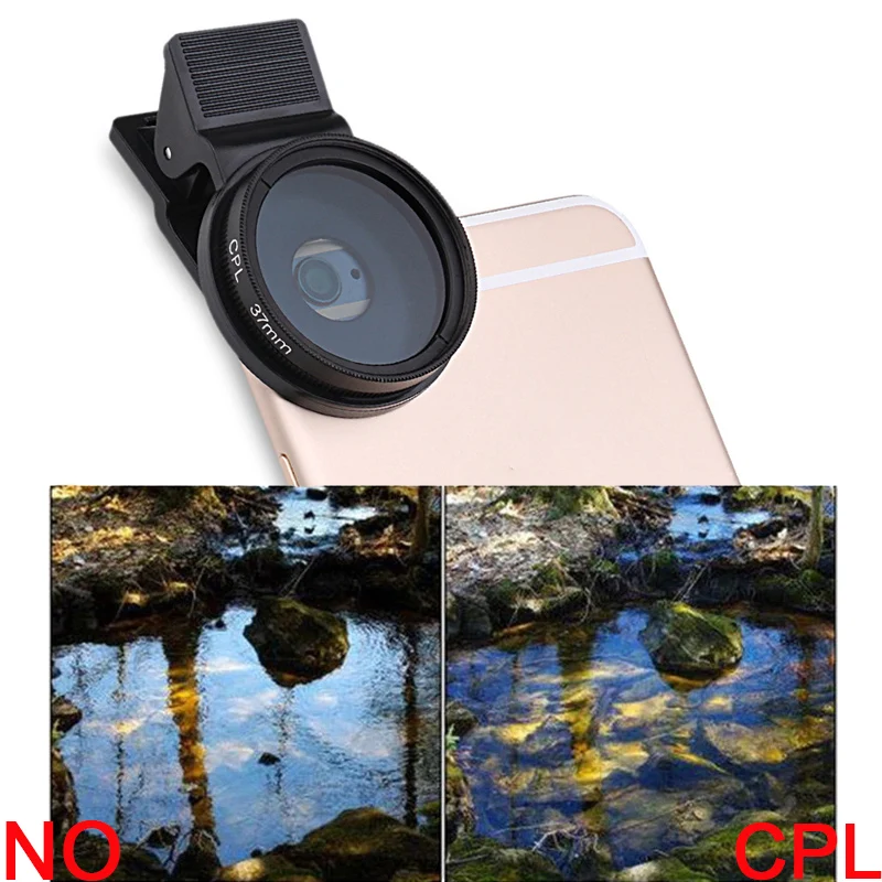 Lente de cámara de teléfono CPL de 37mm que mejora la saturación de Color y el contraste profesional para la mayoría de los teléfonos inteligentes lente de cámara de teléfono polarizada