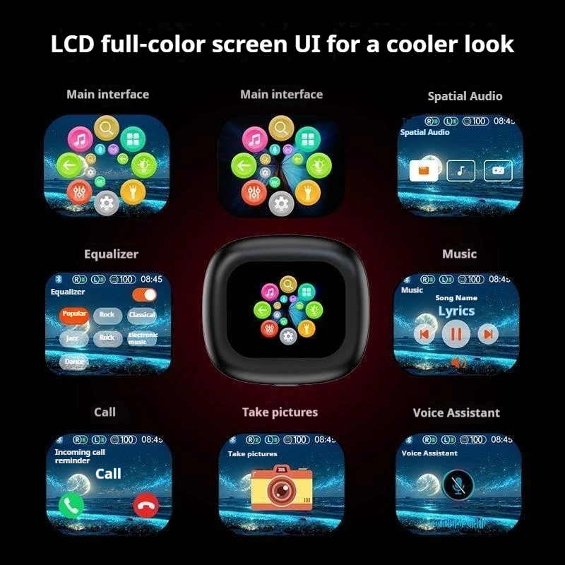 Auriculares con Clip y pantalla táctil HD, sonidos envolventes, inalámbricos por Bluetooth, auriculares con reducción de ruido, auriculares deportivos con micrófono HD - imagen 3