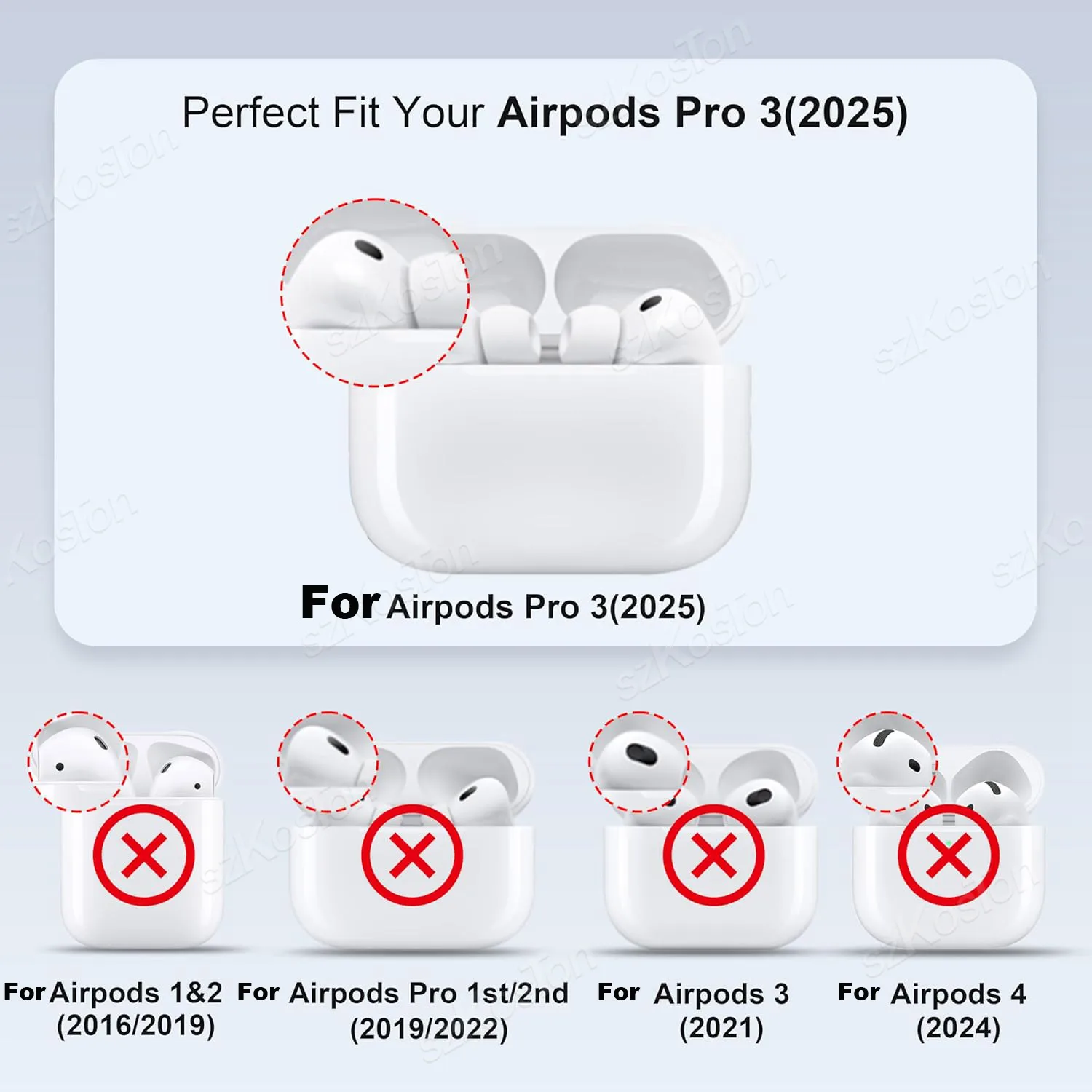Para AirPods Pro 3 funda protectora transparente de TPU suave con llavero con cordón cubierta anticaída a prueba de golpes para accesorios AirPods Pro 3 - imagen 2