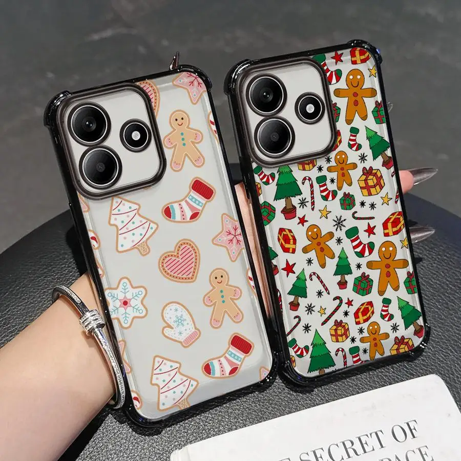Funda transparente para teléfono Xiaomi Redmi Note 14 Pro Plus 11s 11 12 13 10 Pro 9S 10s 10 Lite lindo elemento navideño creativo