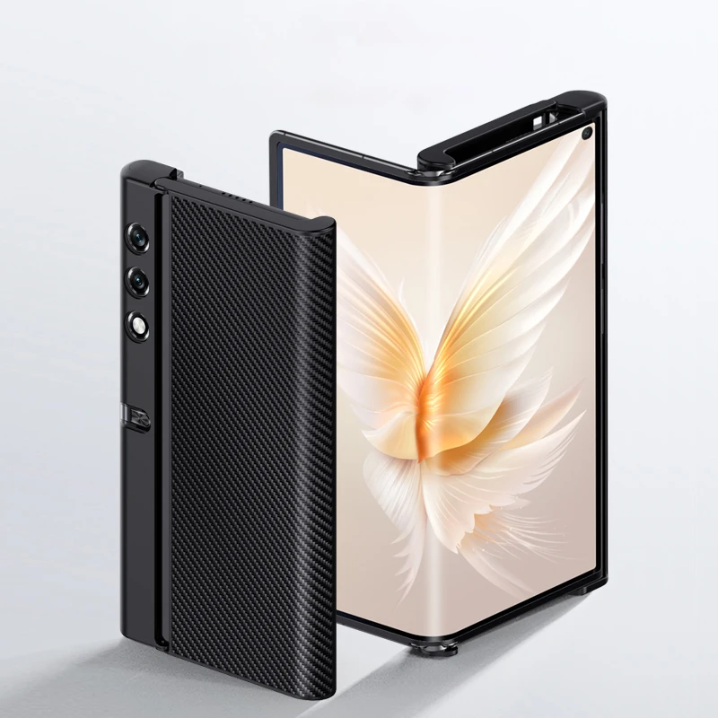 Funda de cuero para teléfono Huawei Honor V Purse, carcasa de lujo de fibra de carbono a prueba de golpes, Marco duro para PC, VCA-AN00 - imagen 3